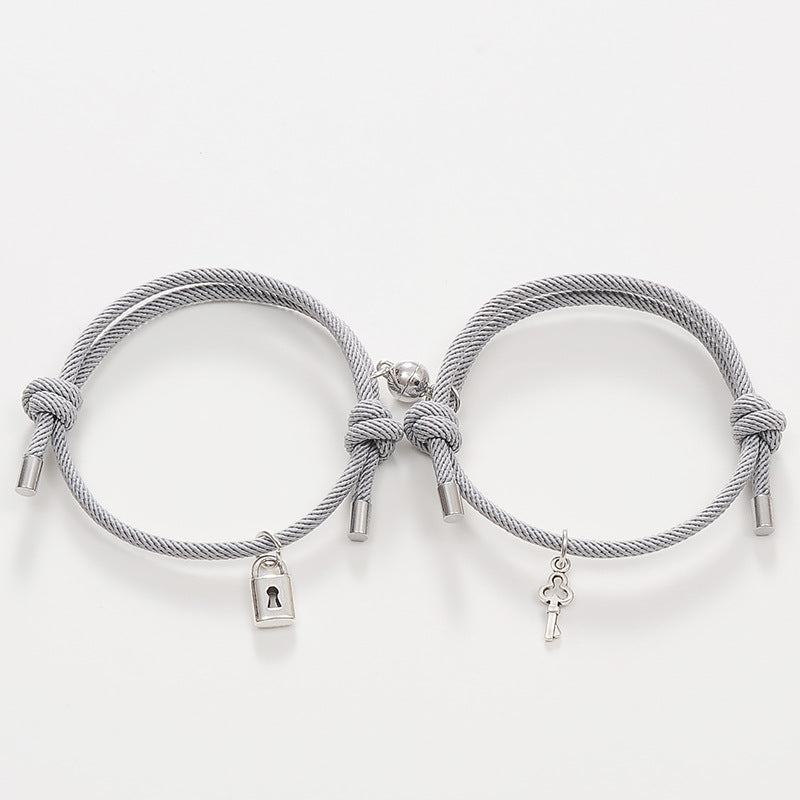 Bracelets pour femmes, hommes et serrure à clé, aspiration magnétique, une paire de bracelets d'amoureux