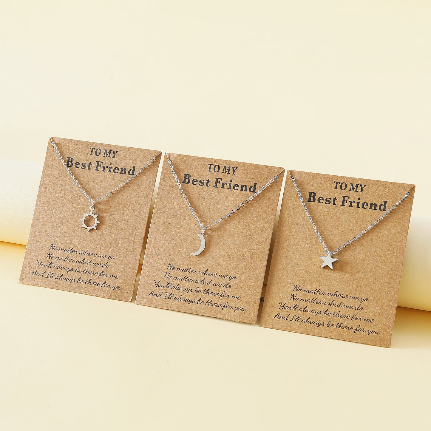 Card Personalized Stainless Steel Sun Moon Necklaces