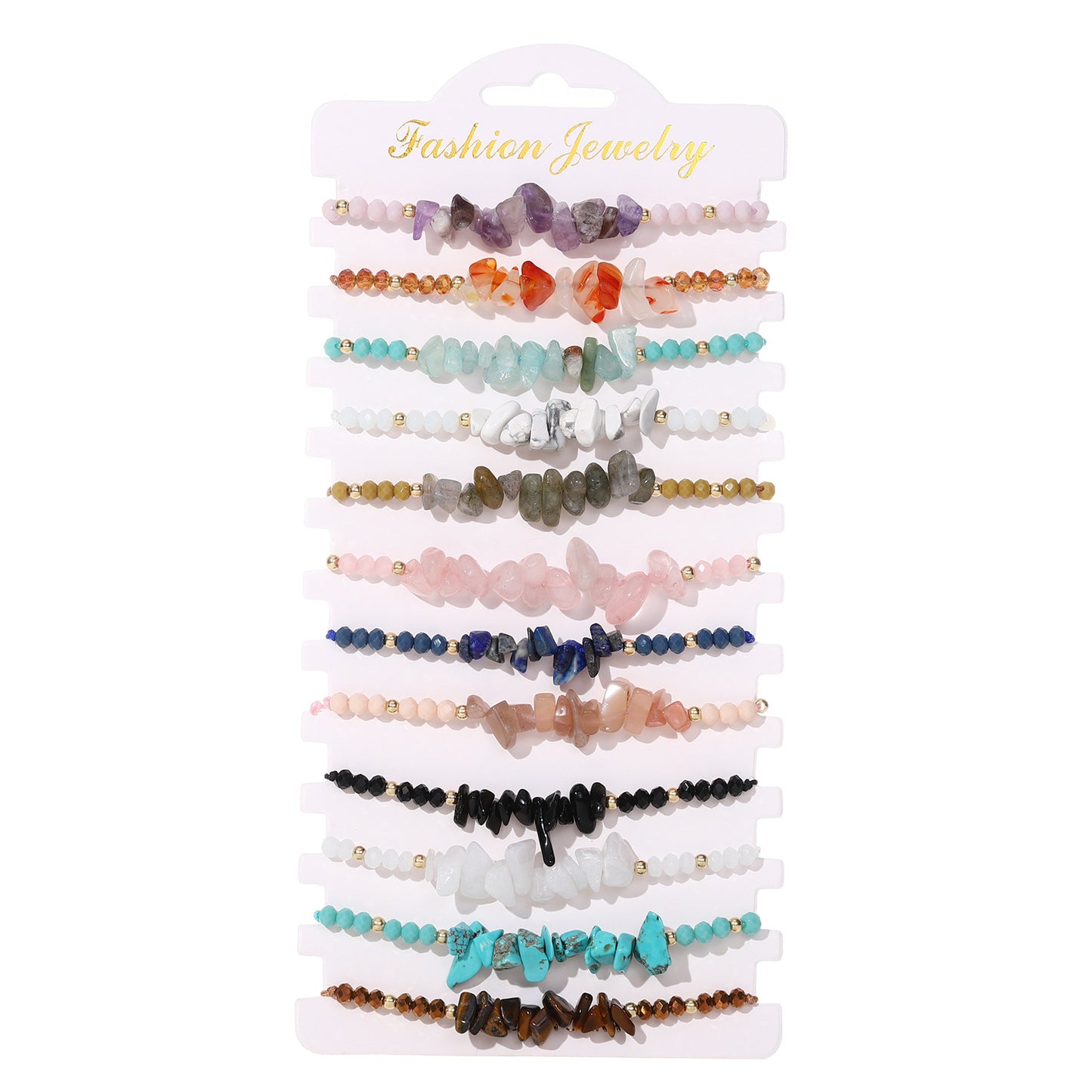 Colorful Multicolor Natural Gravel Woven Irregular Bracelets