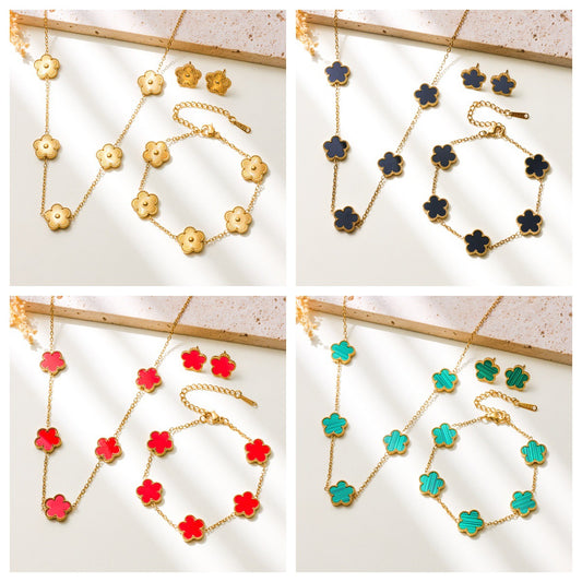 Parthenocissus Grass Stainless Steel Fashion Commuter Jewelry Set