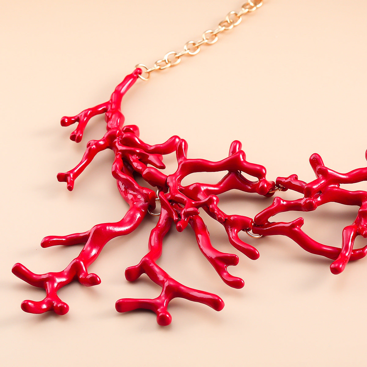 Women's Summer Alloy Exaggerated Red Coral Bohemian Necklaces