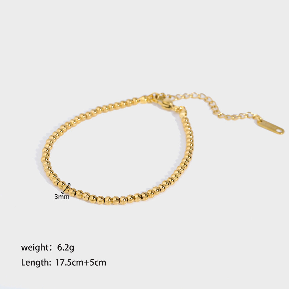 Women's Simple Titanium Steel Gold-plated Ball Stainless Bracelets