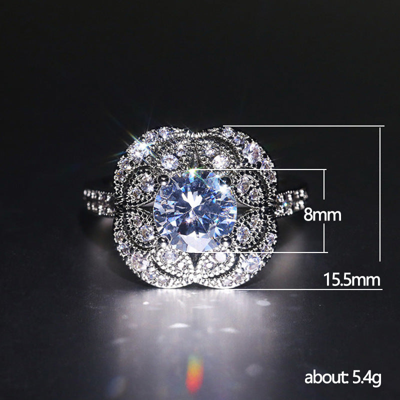 Style Jewelry Vintage Flowers Zircon Exquisite Rings