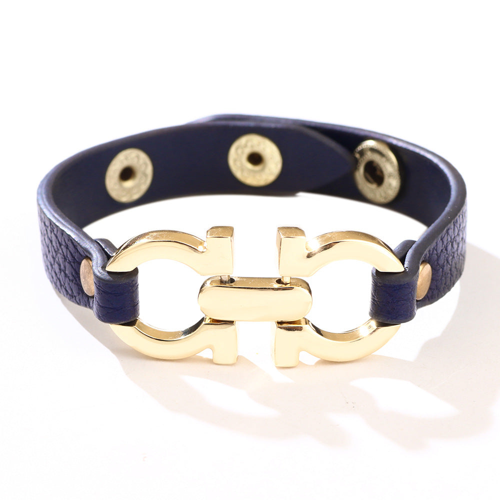 Simple Fashion Goddess Design Leather Alloy Geometric Bracelets