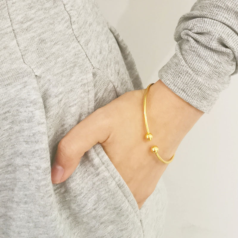 Open Sier Glossy Simple Garlic Korean Beads Bracelets