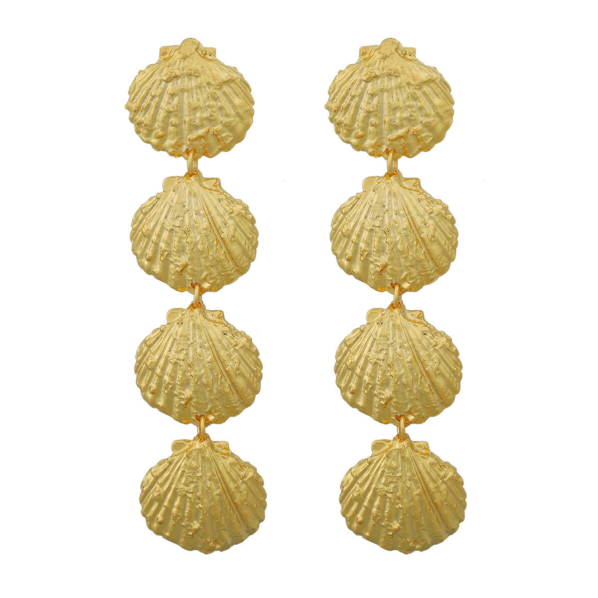 Women's Gold Exaggerated Metal Feeling Shell Eardrops Earrings