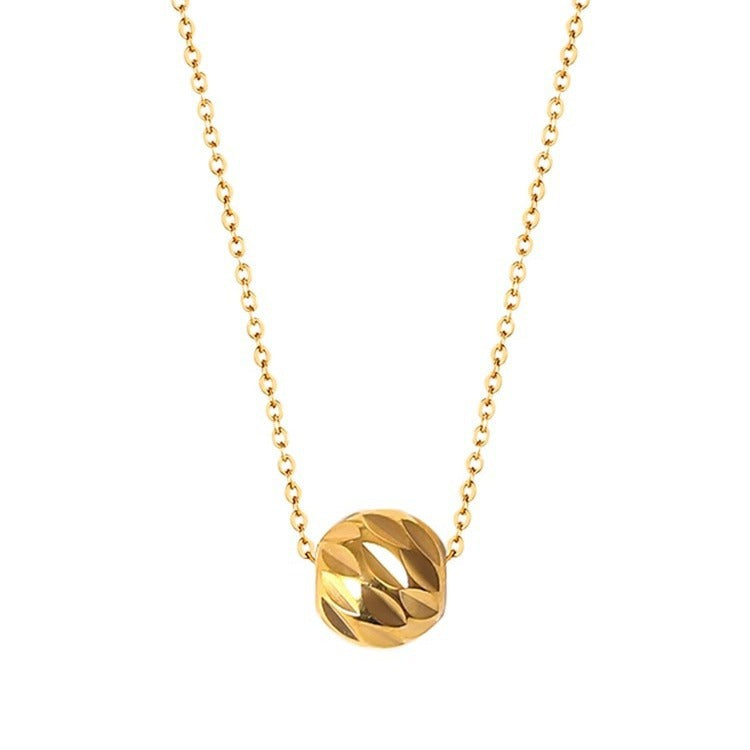 Whole Titanium Steel Cold Wind Wave Mark Ball Beads Necklace