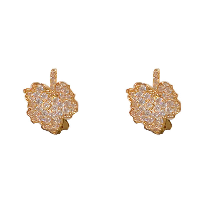 Full Diamond Maple Leaf Exquisite Affordable Luxury Ear Clip