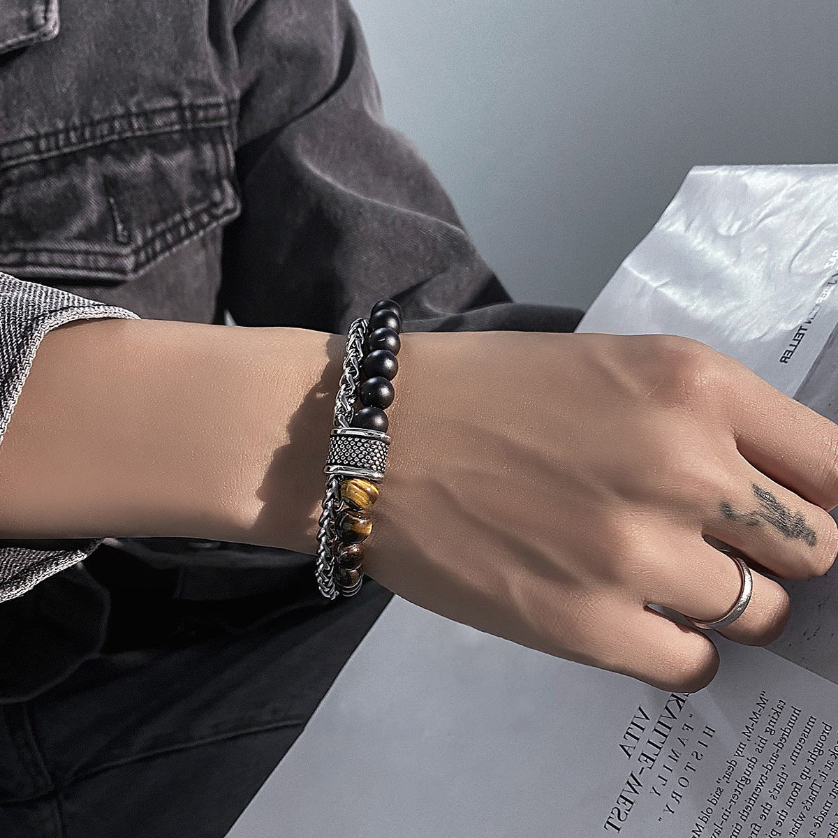 Bracelets de perles porte-bonheur à la mode pour hommes, de haute qualité, personnalité tendance