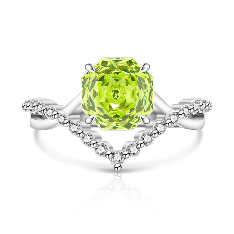 Crown Rose Cut For Love Female Super Flash High Carbon Ring