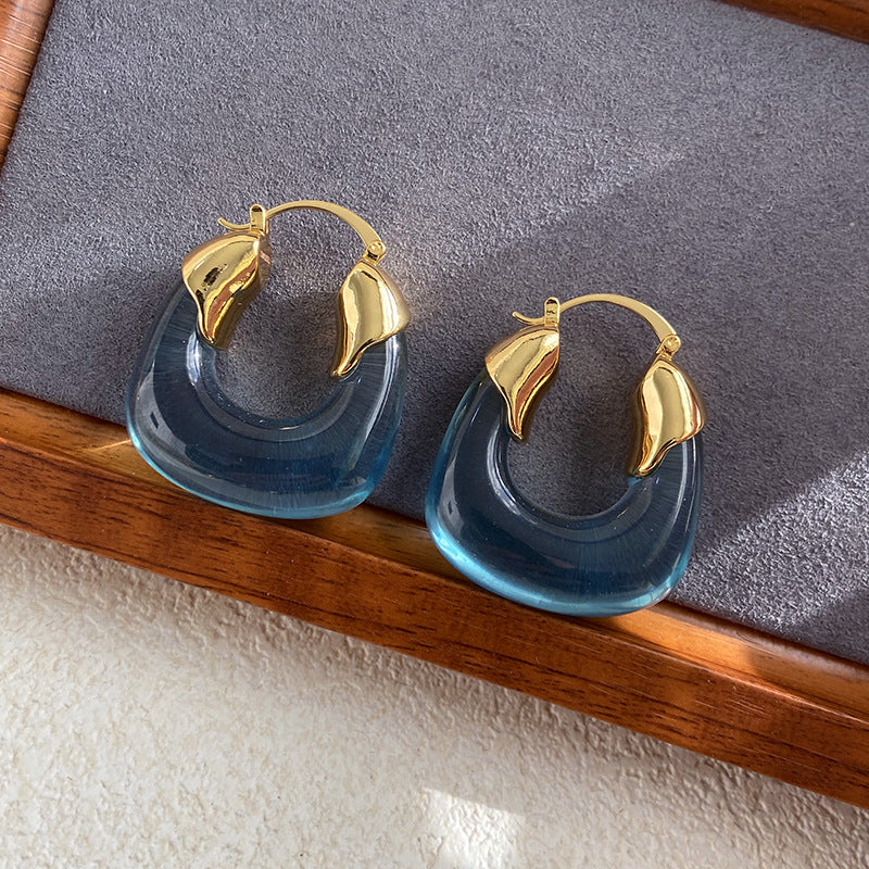 Women's Niche High-grade U-shaped Hawksbill Color Resin Earrings