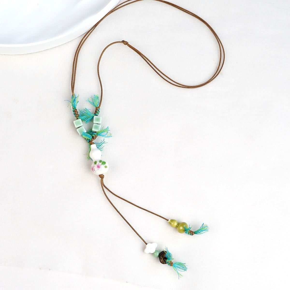 Peace Fu National Fashion Vintage Ceramic Female Longevity Necklaces