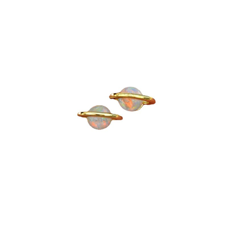 West Saturn Sier Needle Female Opal Exquisite Light Earrings