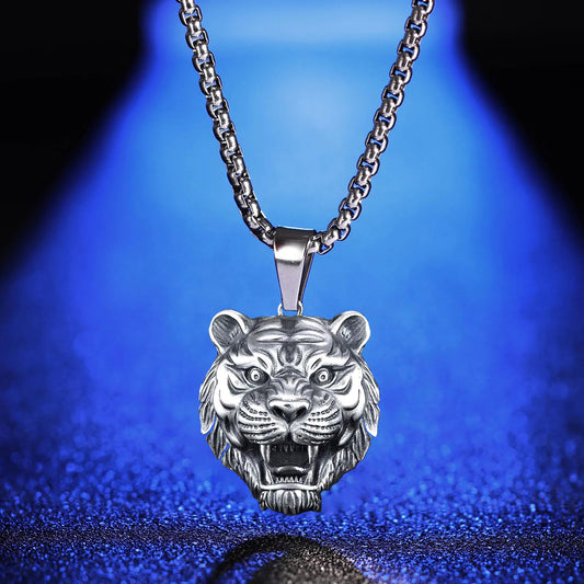 Men's Fashion Retro Domineering Tiger Head Personalized Hip Hop Simple Necklace