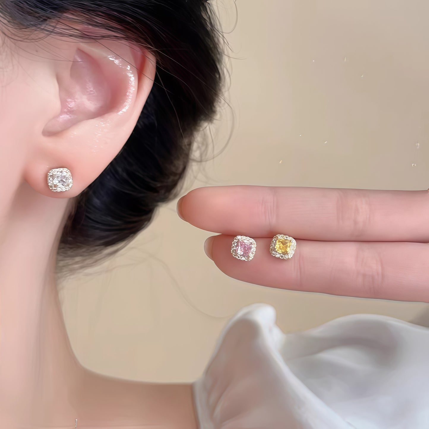 Women's Zircon Cube Sugar Exquisite Niche Design Stud Earrings