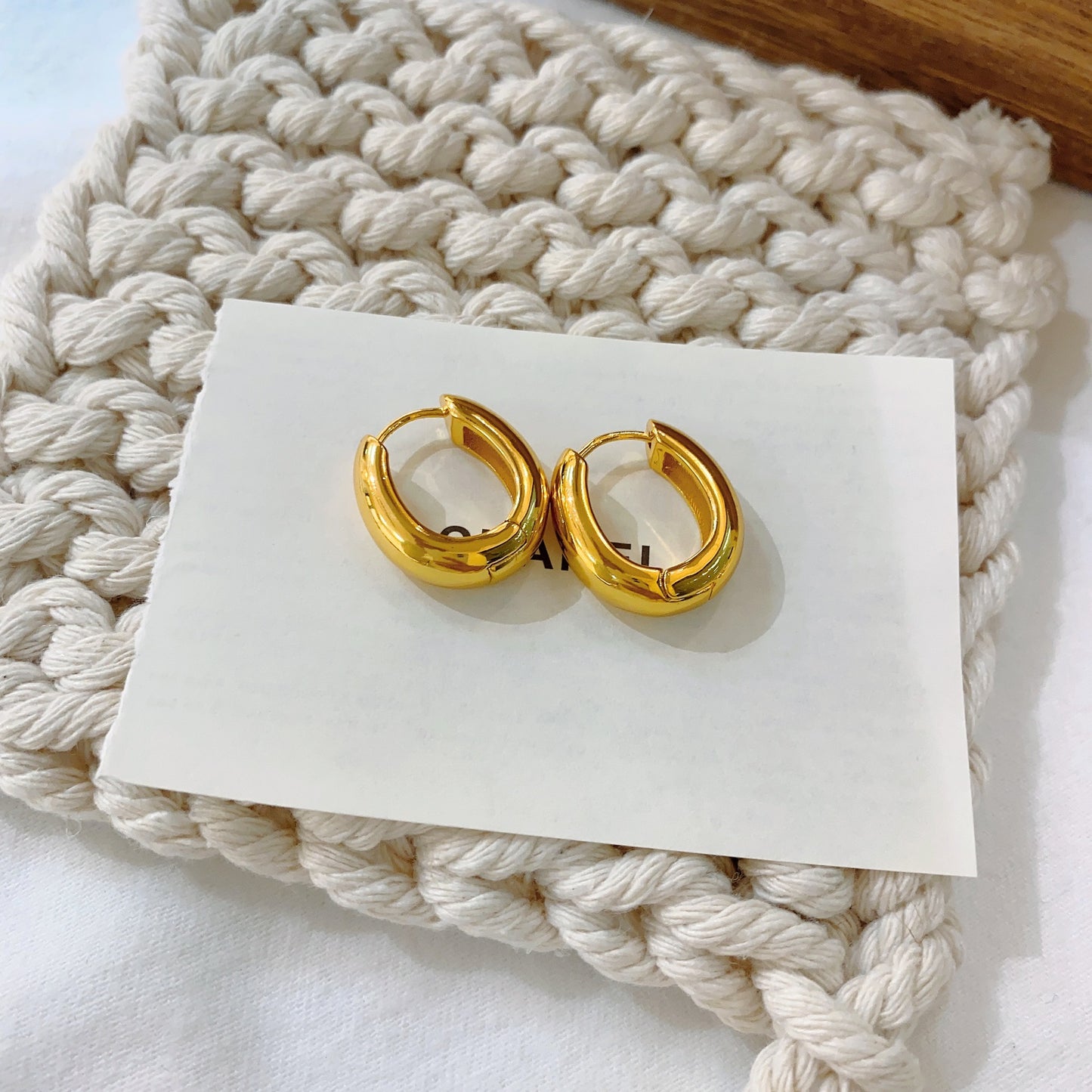 Clip Brass Real Gold Simple Circle Earrings