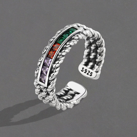 Zircon Woven Twisted Female Vintage Retro Rings