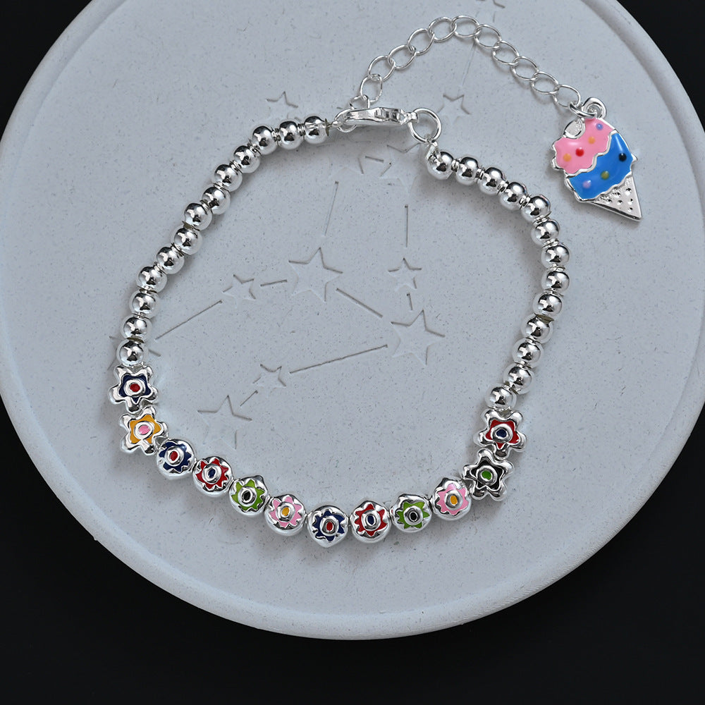 Sweet Style Colorful Ice Cream Flower Beaded Female Personality Princess Bracelets