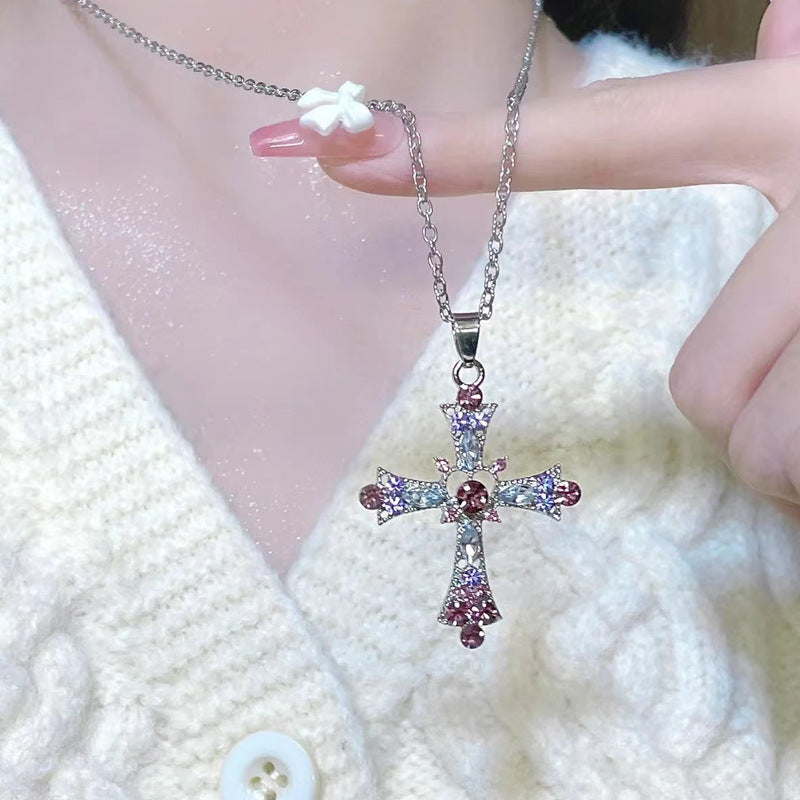Style Hot Cross Female Diamond Gothic Design Necklace