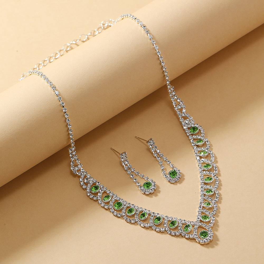 Emerald Claw Chain Rhinestone Simple Two-piece Design Bridal Necklaces