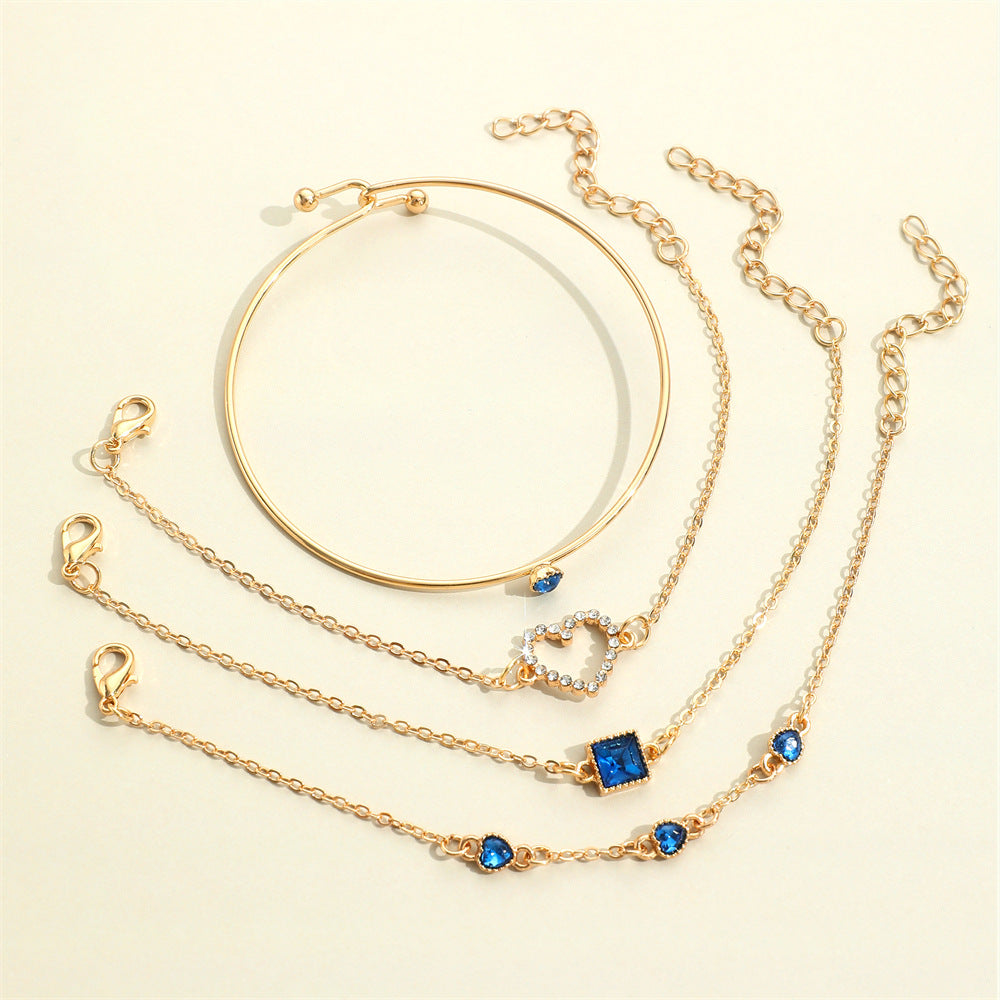 Slouchy Versatile Vintage Inlaid Square Heart Bracelet