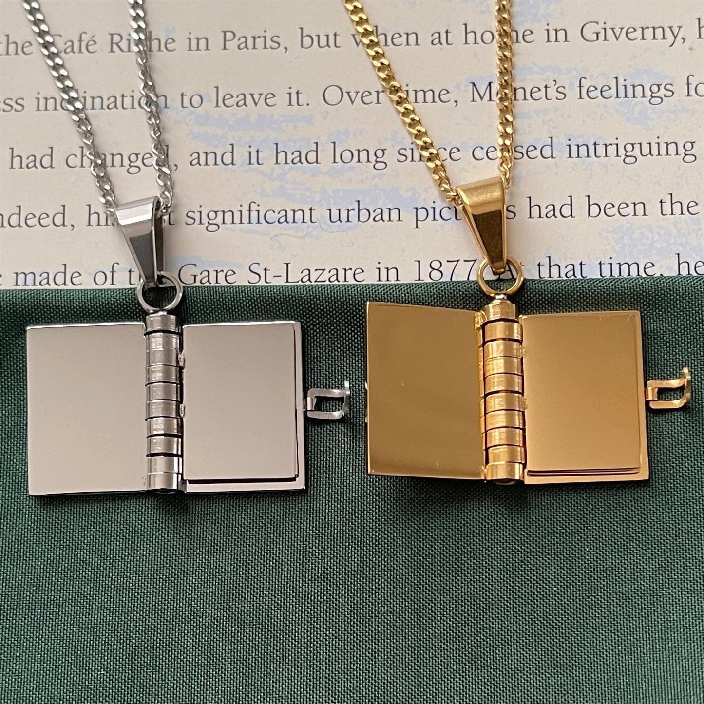 Retro Artistic Book English Letter Opening Necklaces