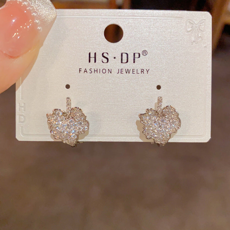 Full Diamond Maple Leaf Exquisite Affordable Luxury Ear Clip