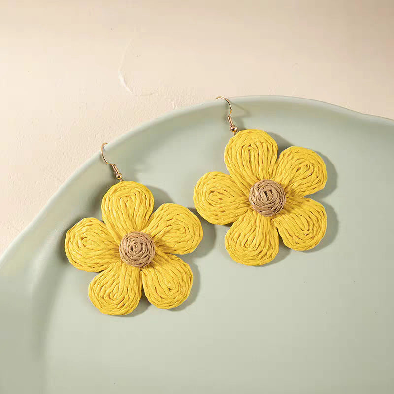 Sunflower Exaggerated Personalized Large Flower Design Earrings