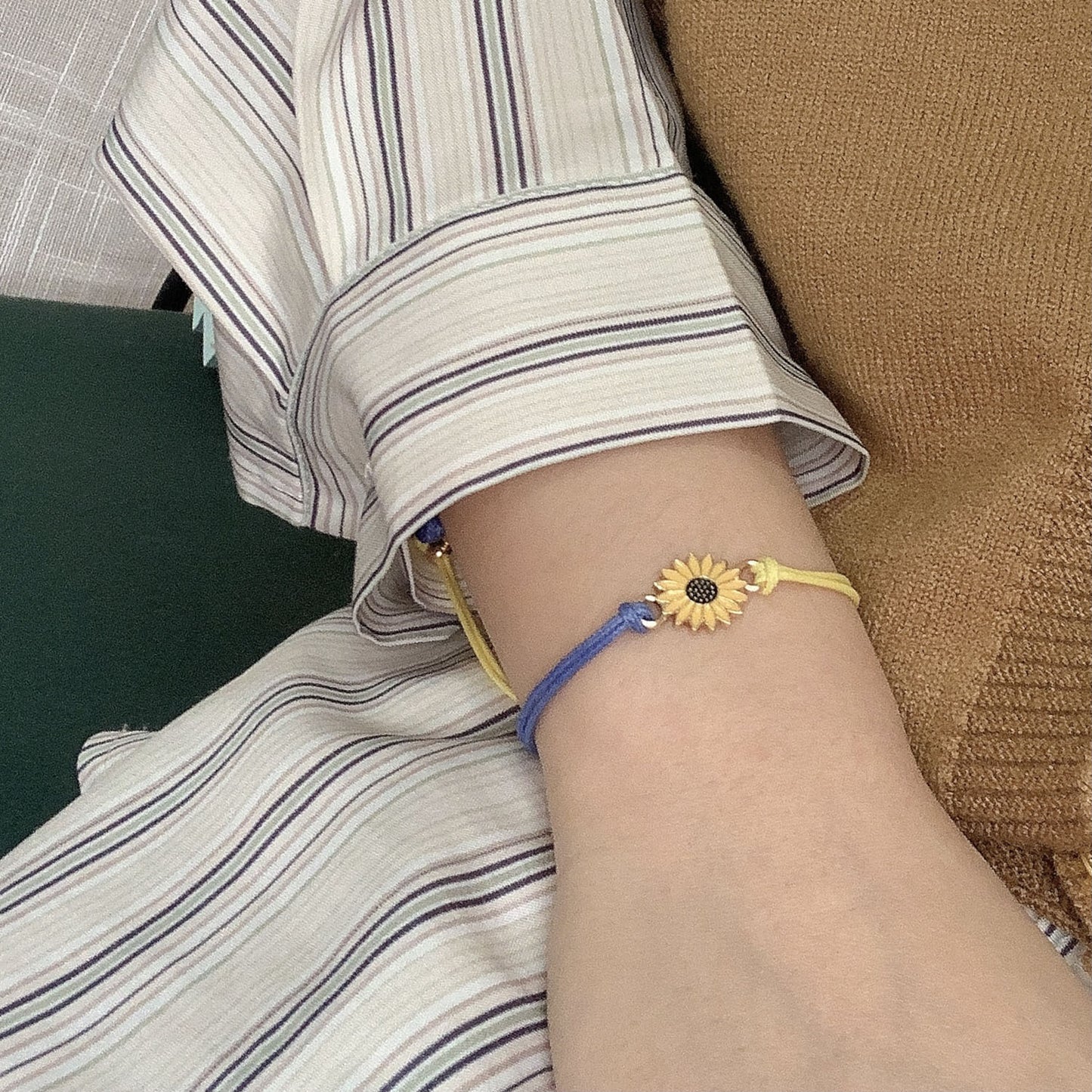 Bracelets couleur tournesol assortis et réglables jaune bleu pour femmes et hommes