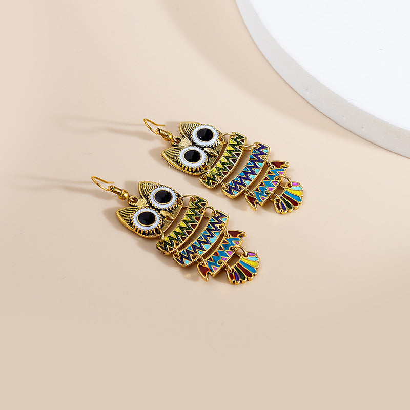 Women's Owl For Colored Glaze Dripping Oil Trendy Hip Rings