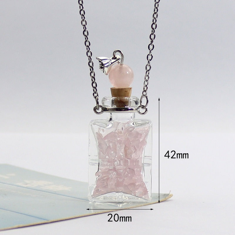 Transparent Heart-shaped Colored Glaze Perfume Essential Necklaces