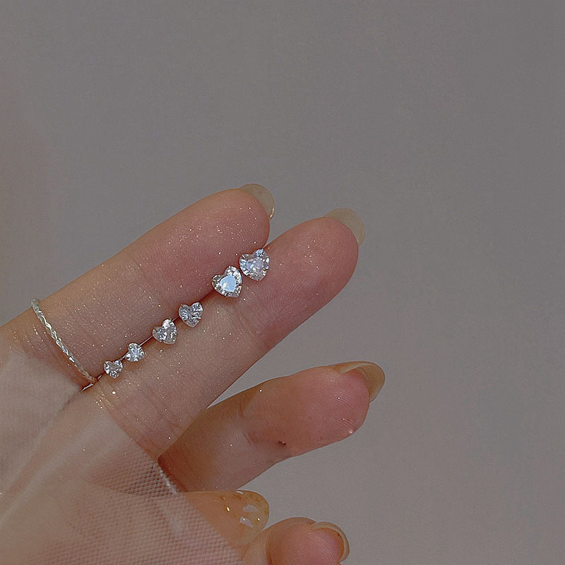 Women's Love Heart Sier Pin Simple Compact Cute Mini Rings