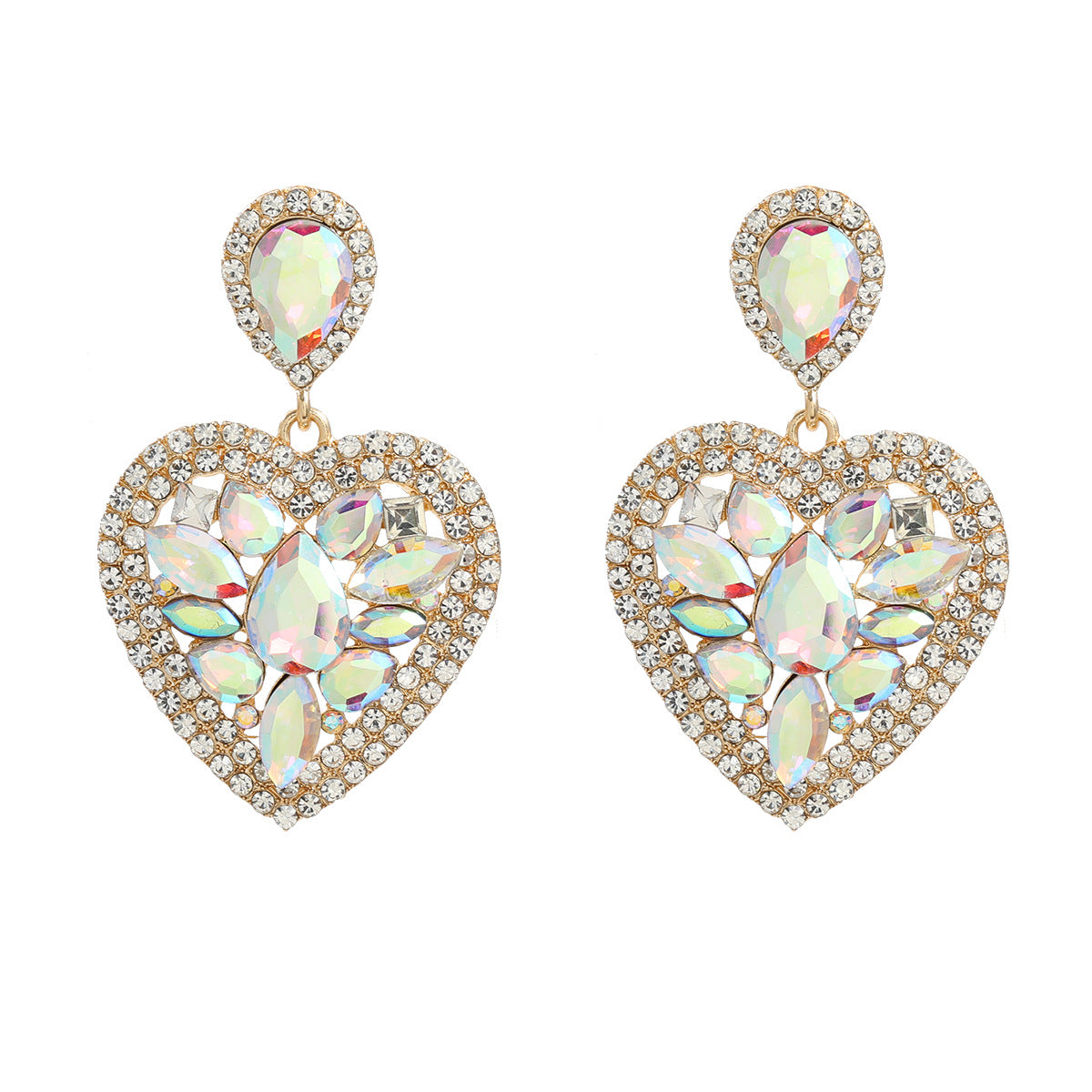 Colorful Crystals Love Heart-shaped Female Splendid Earrings