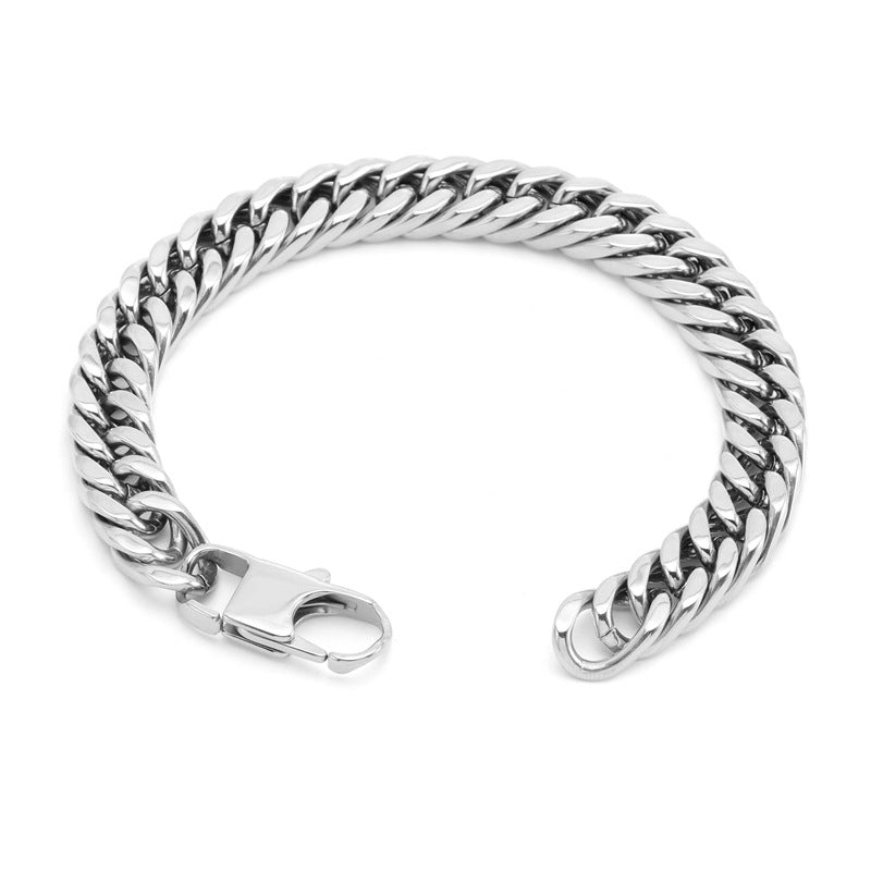 Men's Steel Double Woven Four-sided Grinding Cuban Bracelets