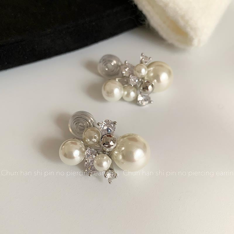 Women's French Entry Lux Zircon Pearl Fireworks Elegant High Sense Mosquito Ear Clip