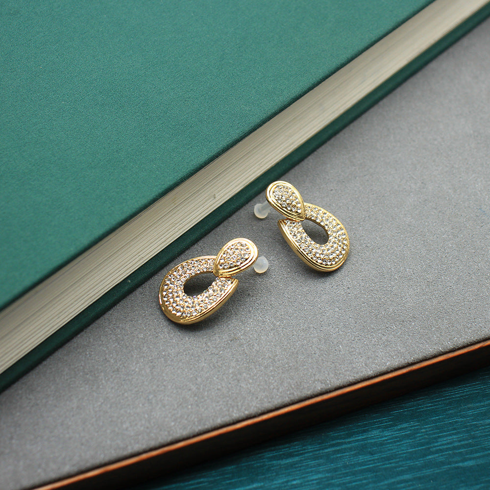Diamond Snake Bones Chain Water Drop Shape Earings Elegant Retro Jewelry Set