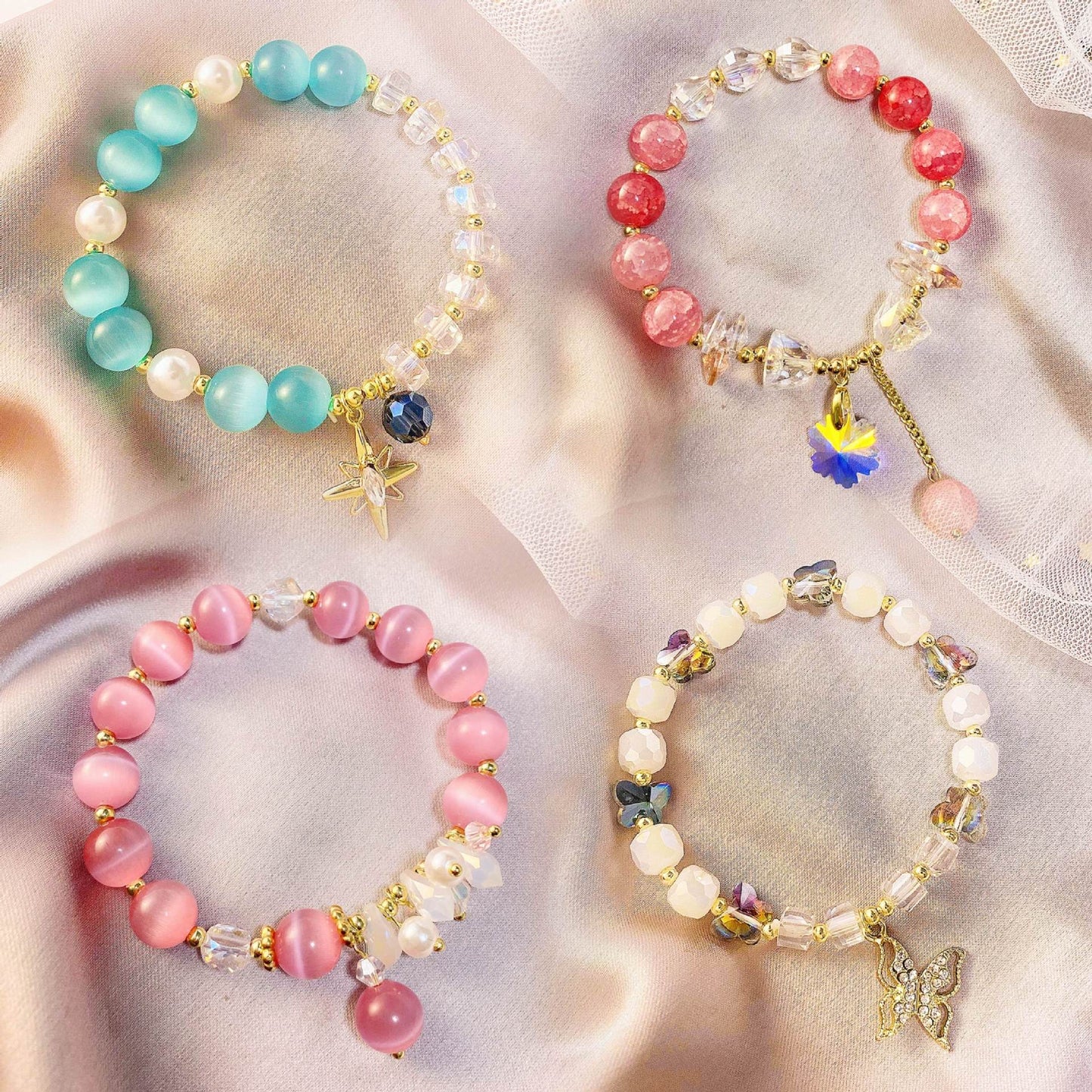 Bracelets naturels en cristal d'opale perlé d'améthyste pour femmes