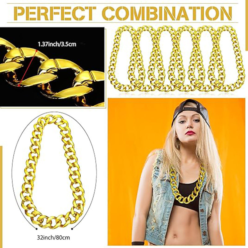Gold Chain Big Exaggerated Super Thick Plastic Live Performance Necklaces
