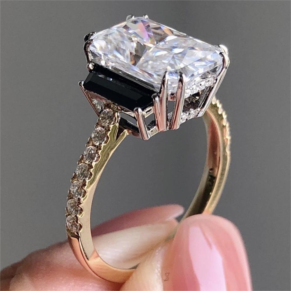 Women's Sier Inlaid Zircon Creative Square Diamond Simple Ring
