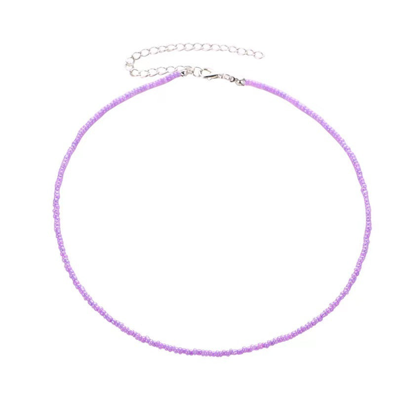 Fashion Beaded Colorful Small Beads Summer Beach Clavicle Chain Necklace