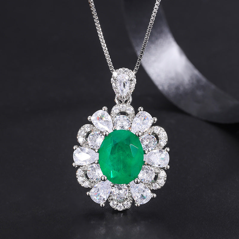 Emerald Banquet Jeweled Simulation Paraiba Lady Jewelry Set