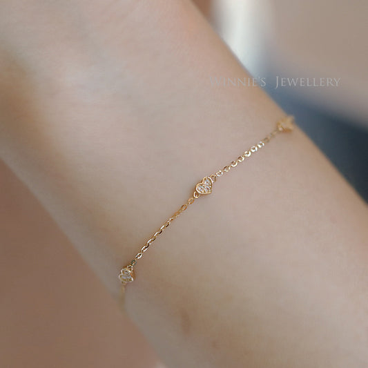 Vergoldete, hohle, glänzende Love-Herz-Armbänder für Damen von Sier