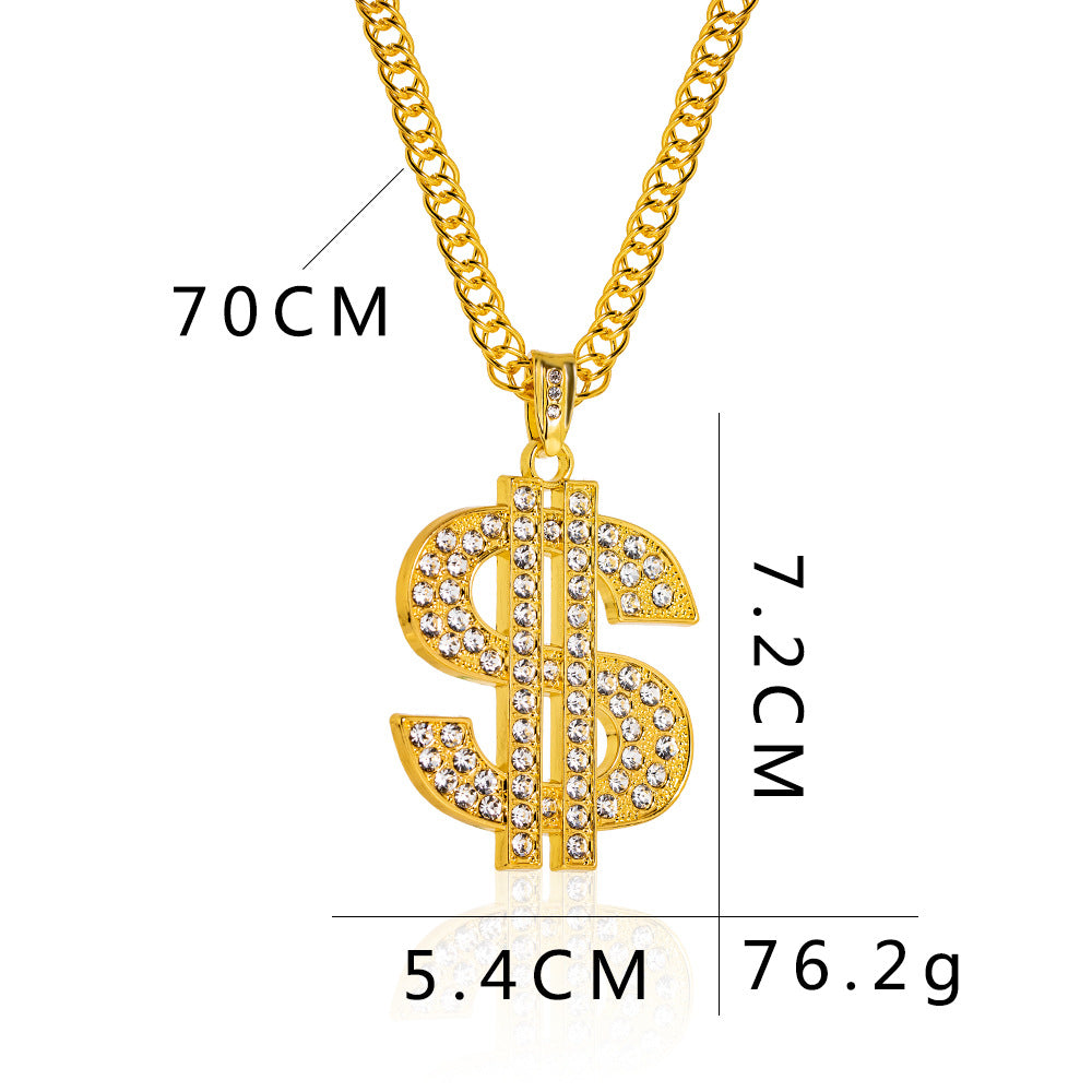 Exaggerated Dollar Symbol Sweater Chain Personality Hip Necklaces