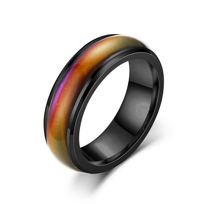 Mood Temperature Change Titanium Steel Couple Ring