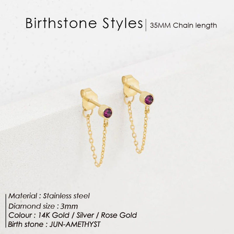 December Not Stainless Steel Tassel Light Luxury Color Earrings