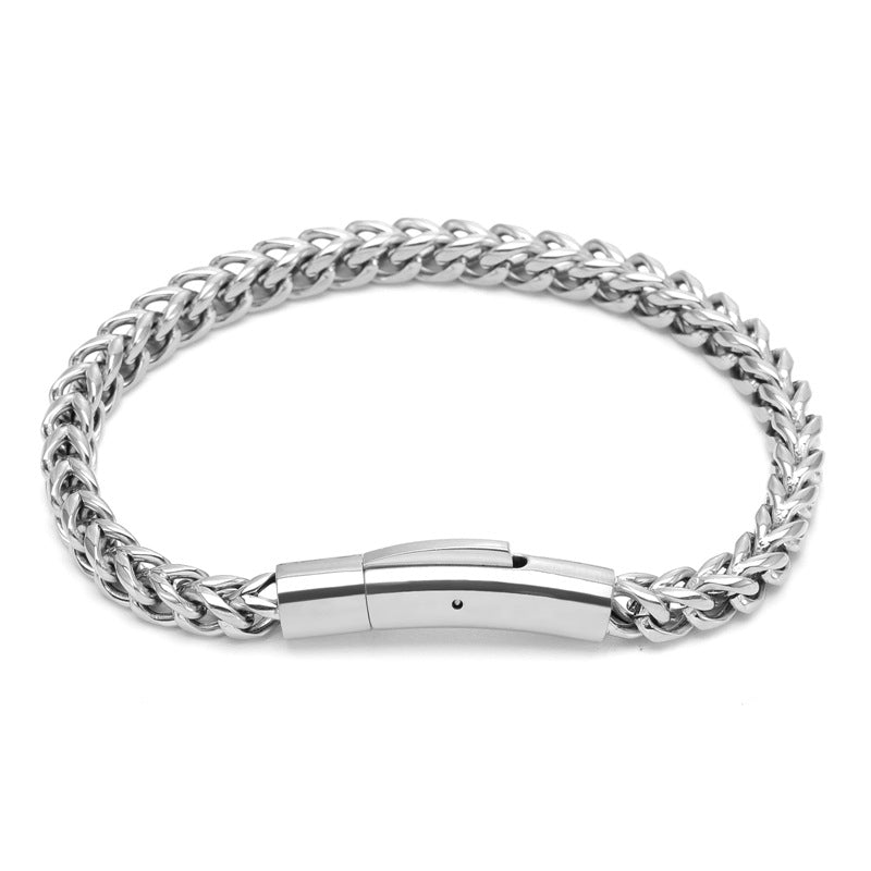 Men's Stainless Steel Round Grinding Positive And Negative Bracelets