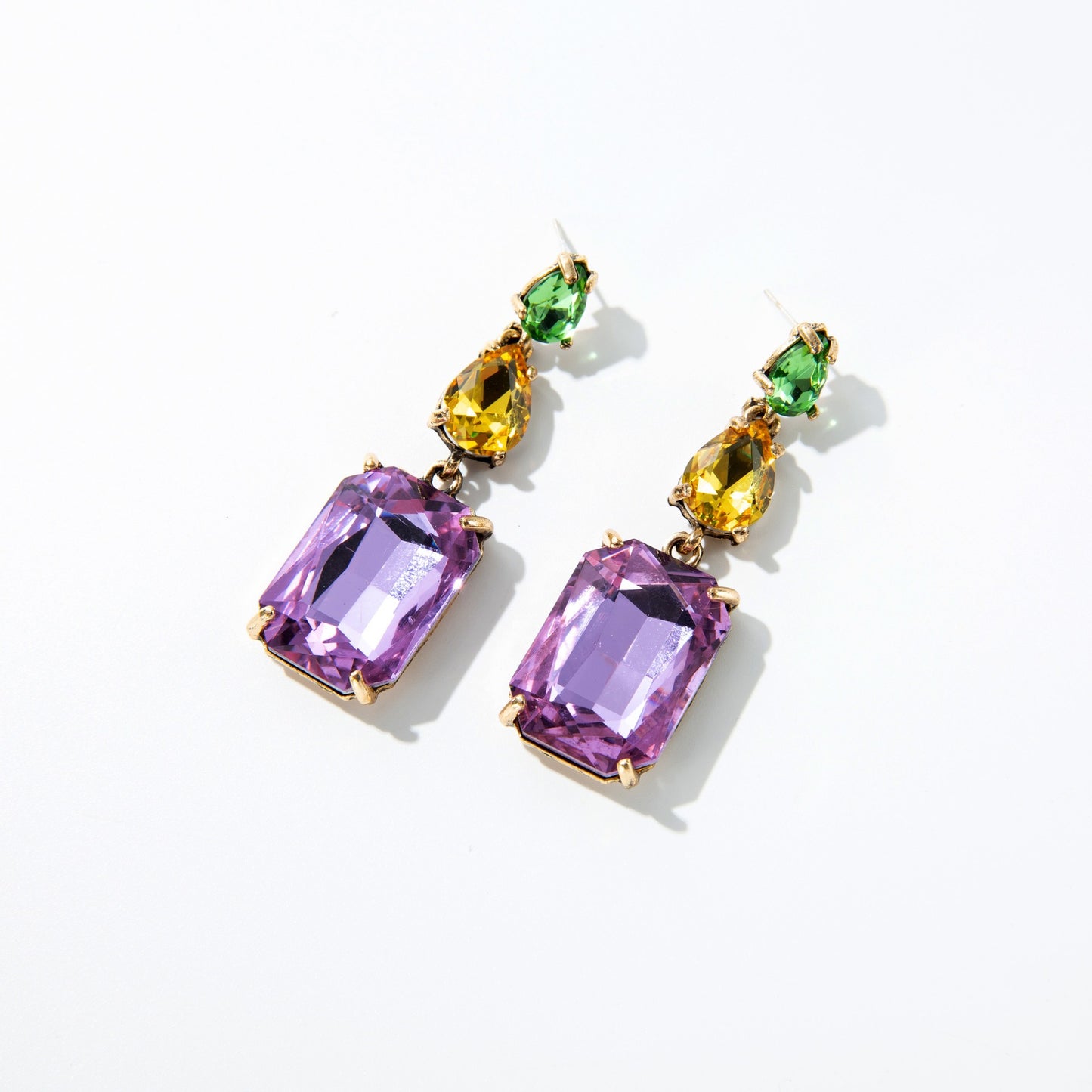 Style Gem Series Geometric Square Water Stud Earrings