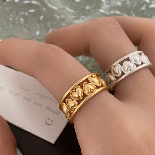 Hollowed Heart Shape Female Fashion Unique Rings