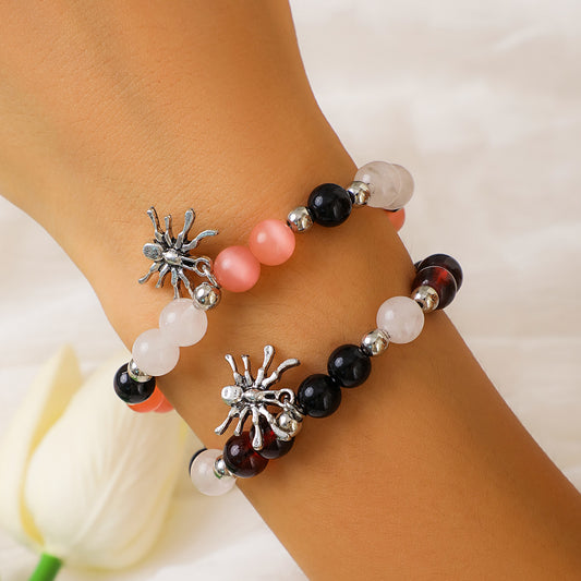 Halloween Spider Pendant Suit Simple Agate Bracelets