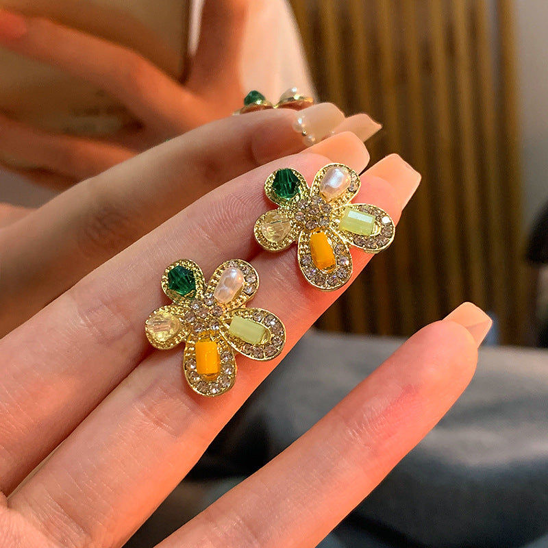 Women's Vacation Style Super Fairy Sweet Flower Seaside Colorful Little Wild Earrings